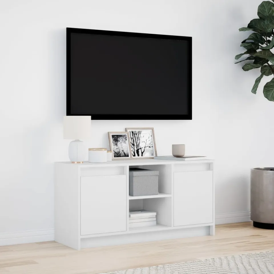 vidaXL Tv-meubel met LED 100x34x50 cm bewerkt hout wit, foto 2