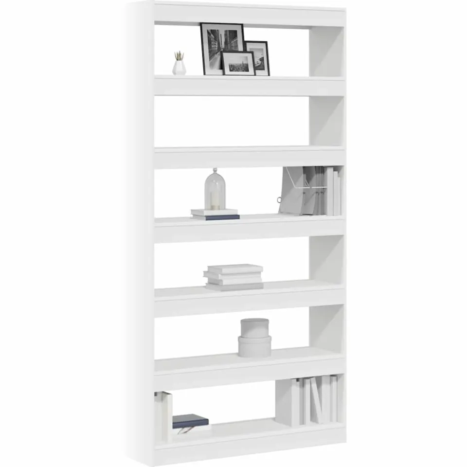 vidaXL Boekenkast 6-laags 100 x 30 x 198 cm Bewerkt hout Wit