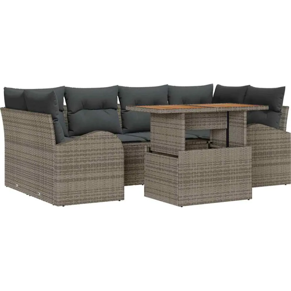 vidaXL Tuin Sofa Set 7 st Grijs Poly riet
