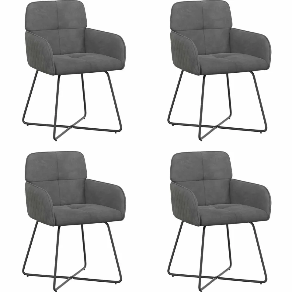 vidaXL Eettafelstoelen 4 st fluweel Donkergrijs 59 x 56,5 x 86 cm, foto 3