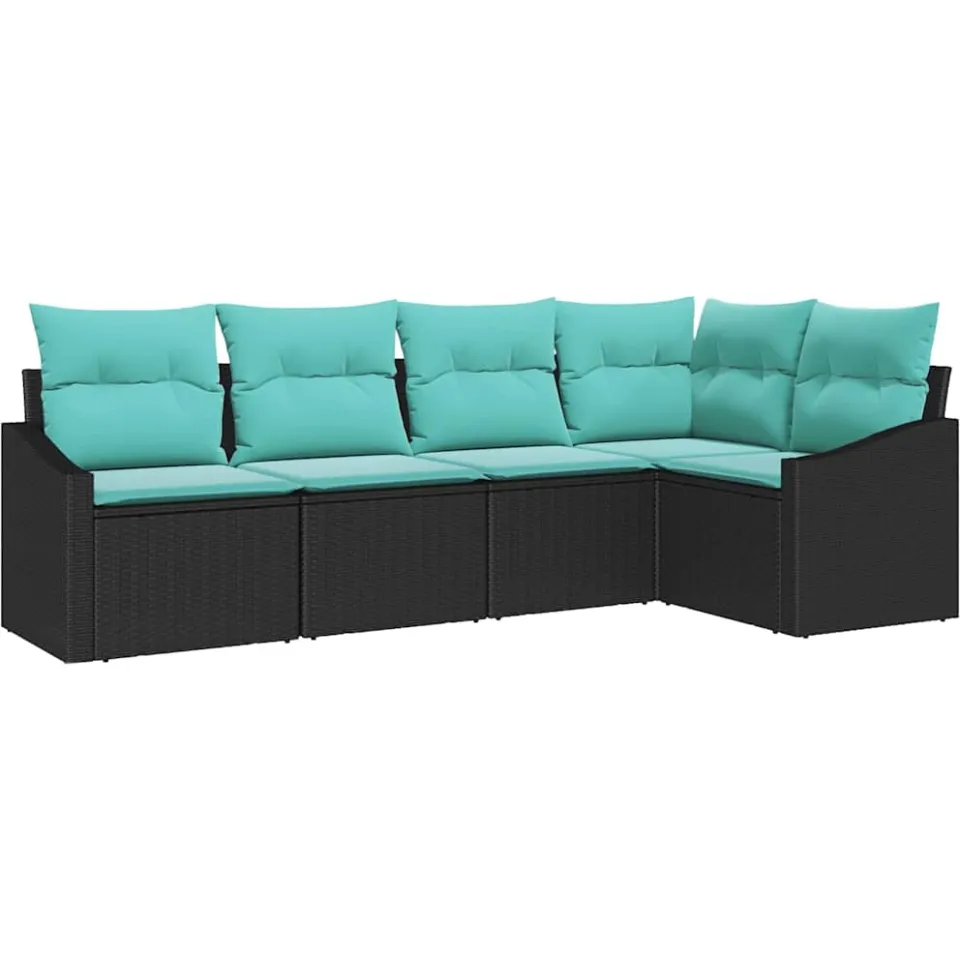 vidaXL Bankstel 5 st Zwart poly rattan