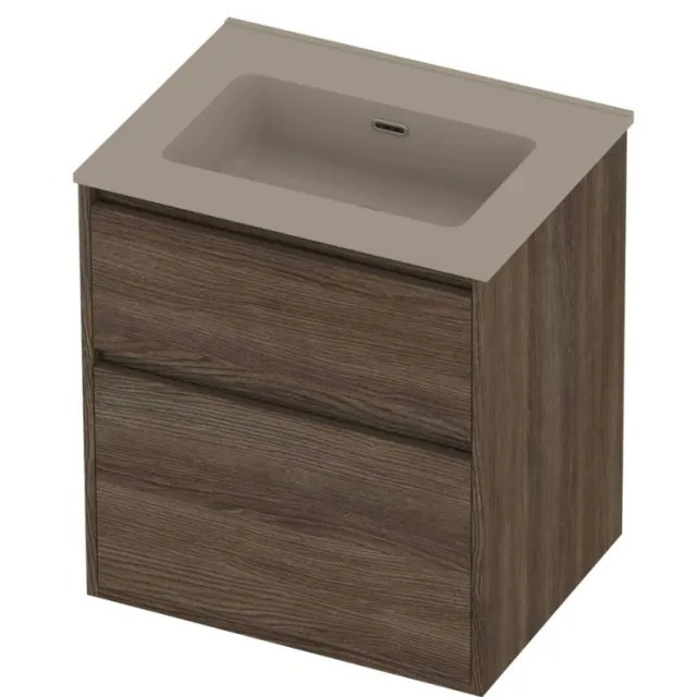 Proline Tribute Badmeubelset Porselein Elegant 1 Gat 60x46x67 cm Mat Crème Cotton Vital Oak Eiken