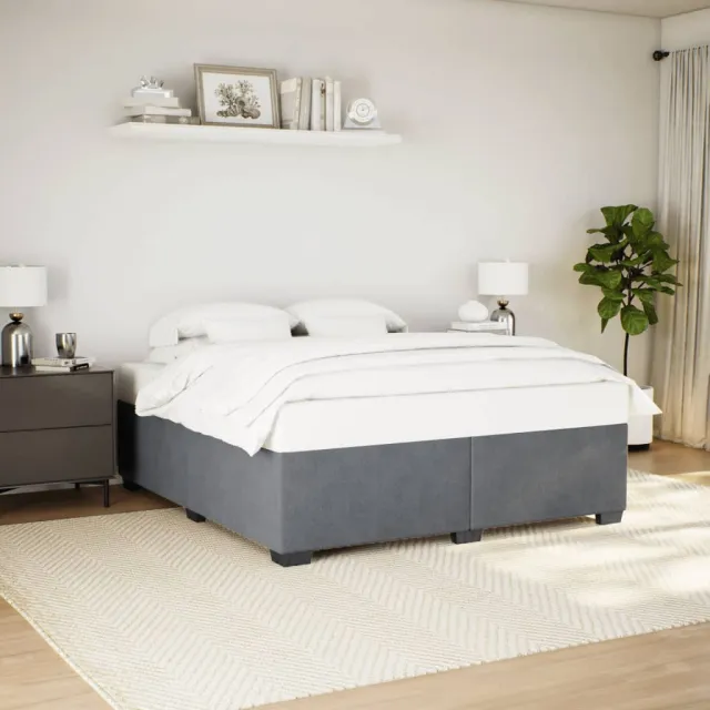 vidaXL Bedframe zonder matras 200x200 cm fluweel donkergrijs grijs