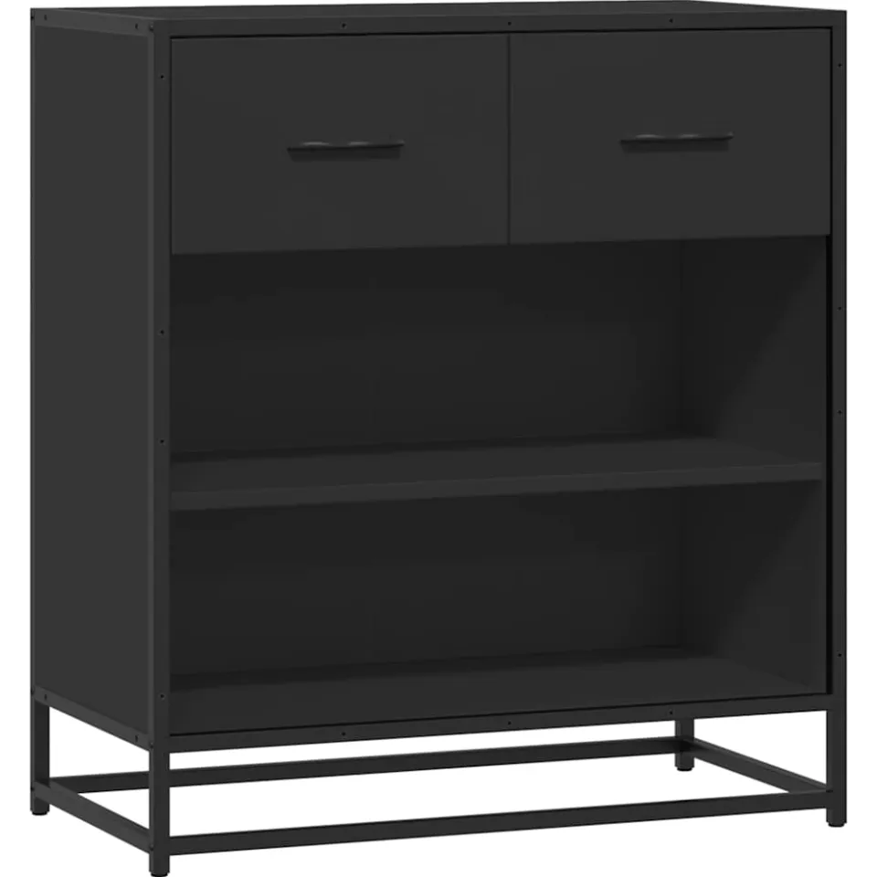 vidaXL Dressoir 68x35x76 cm bewerkt hout zwart, foto 3