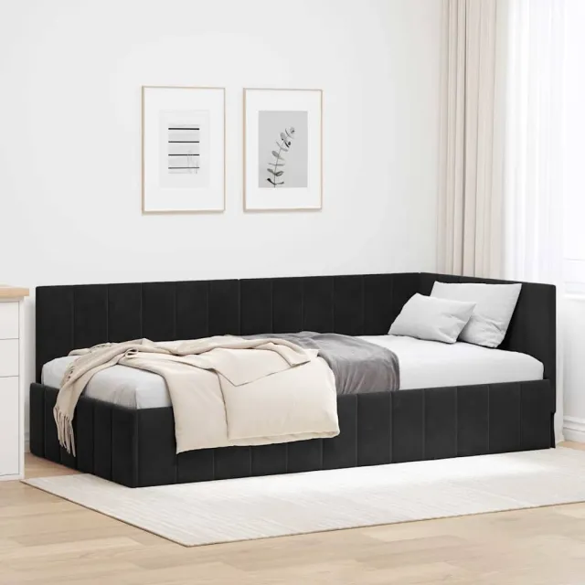 vidaXL Hoekbedframe Zwart 100 x 200 cm fluweel