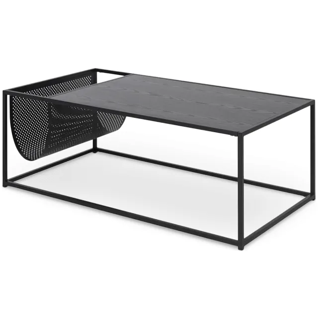 Lisomme Vic houten salontafel zwart - met krantenrek - 110 x 60 cm