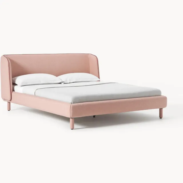 Westwing Collection Gestoffeerd bed Luma met hoofdeinde Dieproze