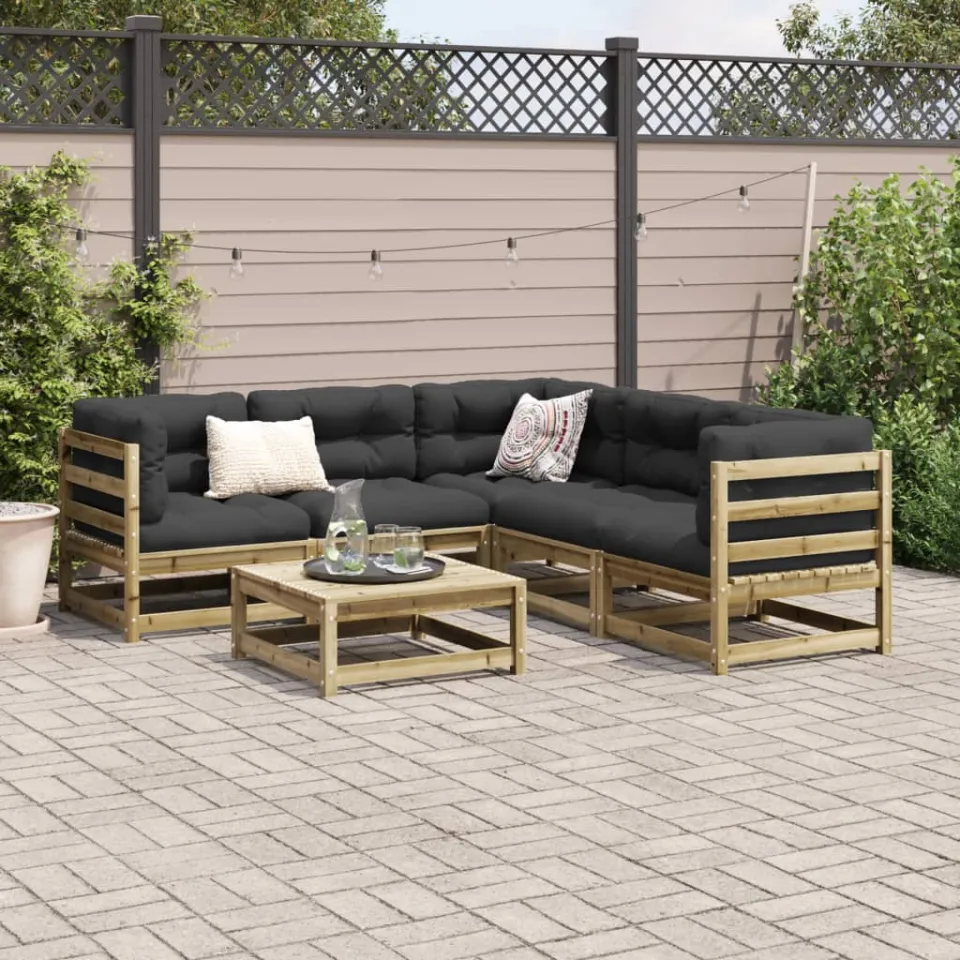 vidaXL 6-delige Loungeset geïmpregneerd grenenhout bruin, foto 3