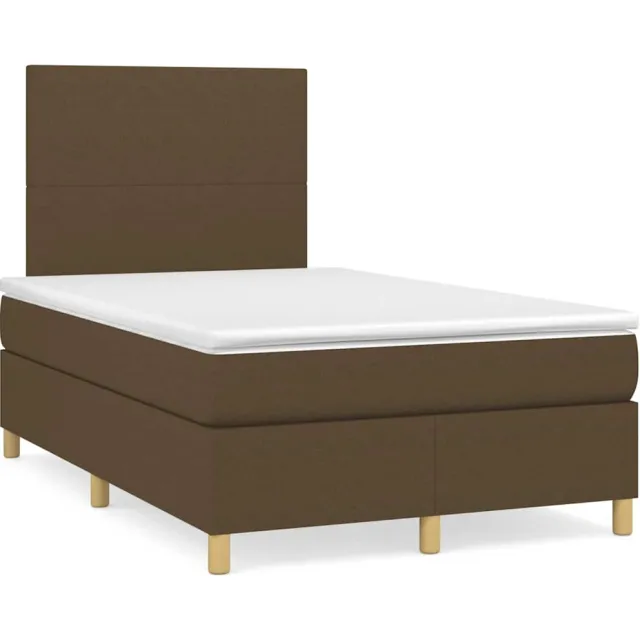 vidaXL Boxspring met matras en LED stof donkerbruin 120x190 cm