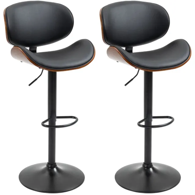 ZYLARO Barkruk - Set Van 2 - In Hoogte Verstelbaar - Draaibaar - Kunstleer - Stalen Frame - 53 x 50,5 x 112,5 cm - Zwart