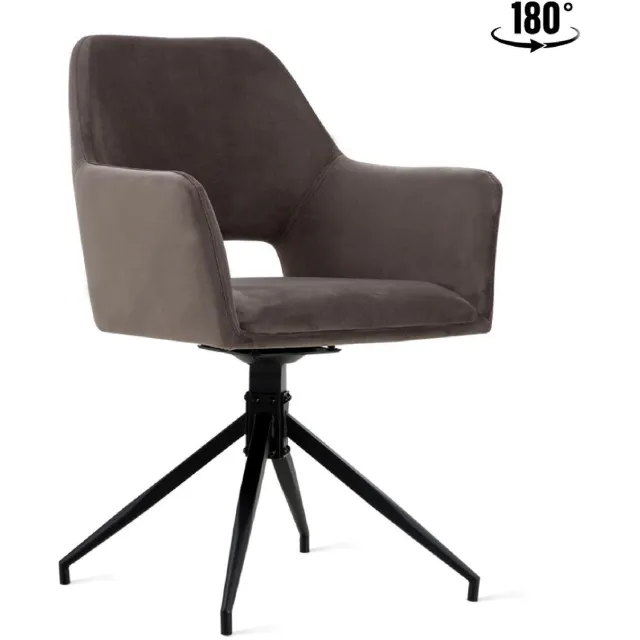 Nest of Nora Set van 2 - Nest of Nora Draaibare design eetkamerstoelen met armleuningen Savi - Velvet - Grijs