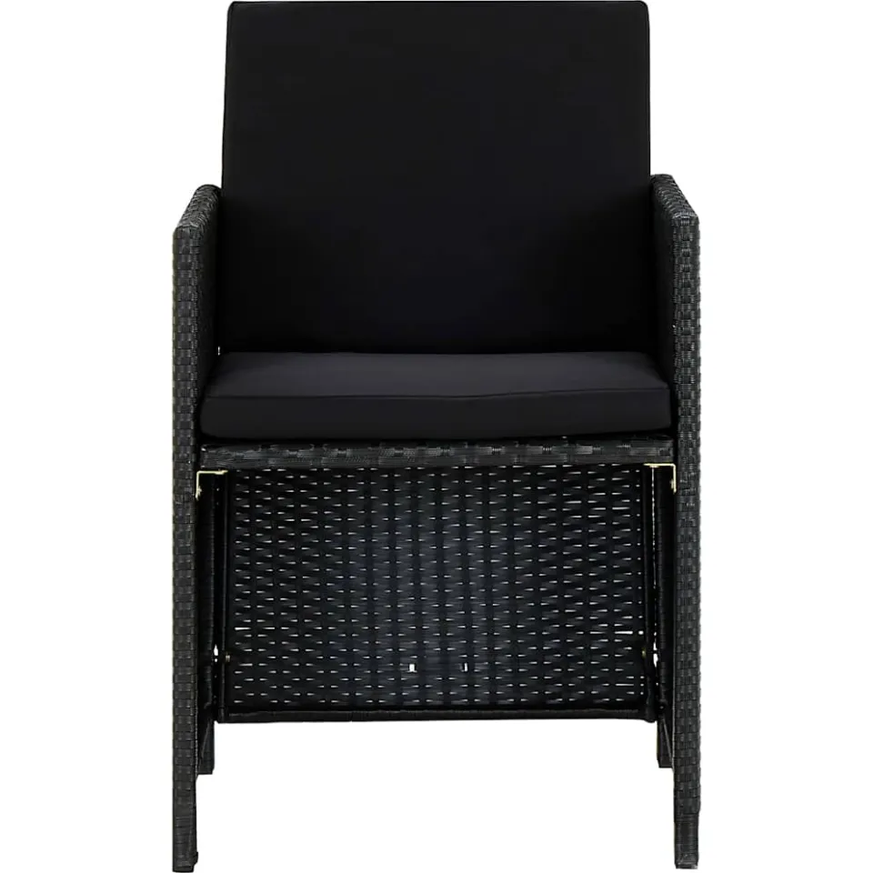 vidaXL 5-delige Tuinset met kussens poly rattan zwart, foto 4