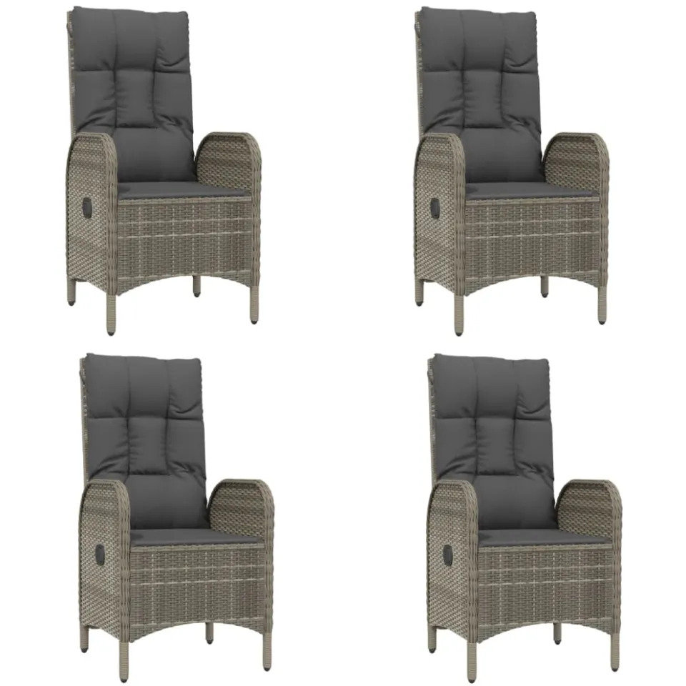 vidaXL 5-delige Tuinset met kussens poly rattan grijs