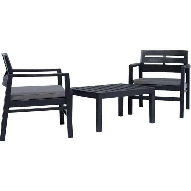 vidaXL 3-delige Loungeset kunststof antraciet Anthraciet