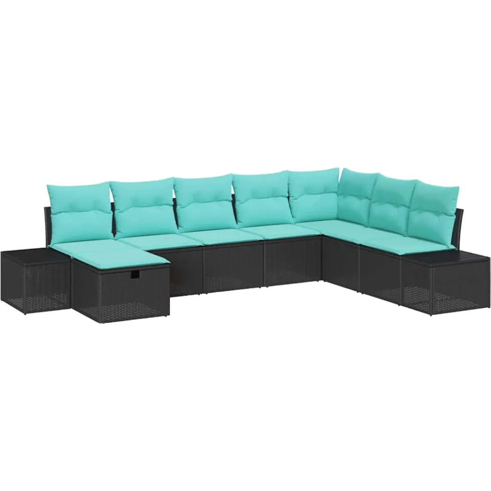 vidaXL Tuin Sofa Set 8 st Zwart poly rattan