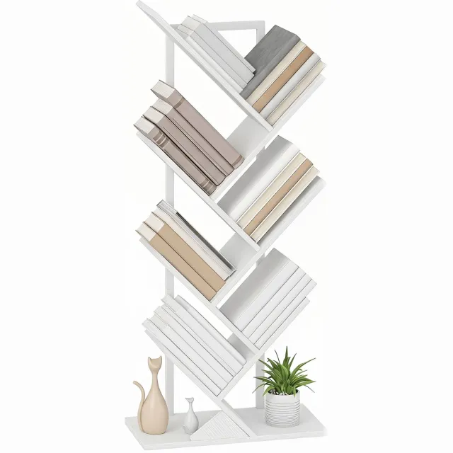 ECTEATOY Boekenkast - Boekenplank met 7 planken - opbergrek - wit - spaanplaat - 50 x 24 x 109 cm