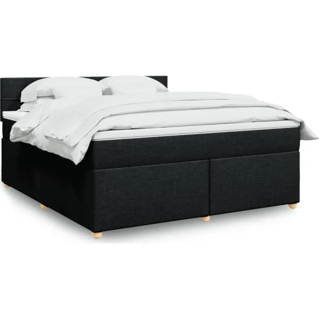 vidaXL Boxspring met matras stof zwart 180x200 cm