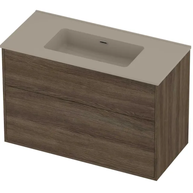 Proline Tribute Badmeubelset Porselein Elegant 2 Laden 100x46x67 cm Mat Crème Cotton Vital Oak Eiken