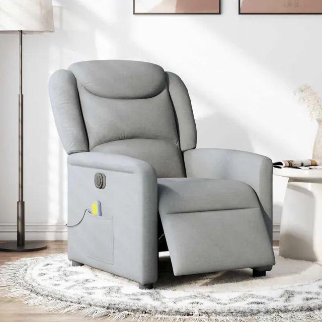 vidaXL Massagestoel elektrisch verstelbaar stof lichtgrijs grijs