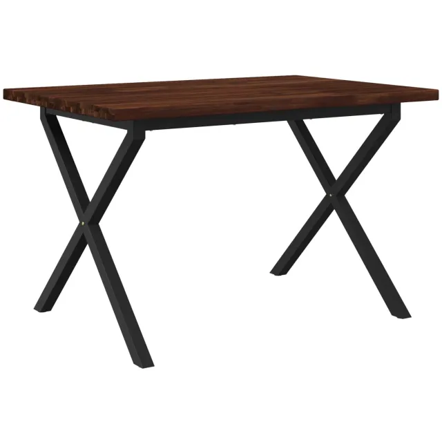 vidaXL Vierkante - Eettafel - 120 - x - 80 - x - 75 - cm - Massief - Acacia - Hout Donkerbruin en Zwart