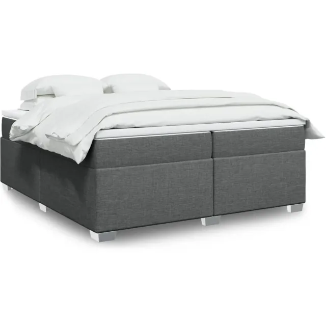 vidaXL Boxspring met matras stof donkergrijs 200x200 cm grijs