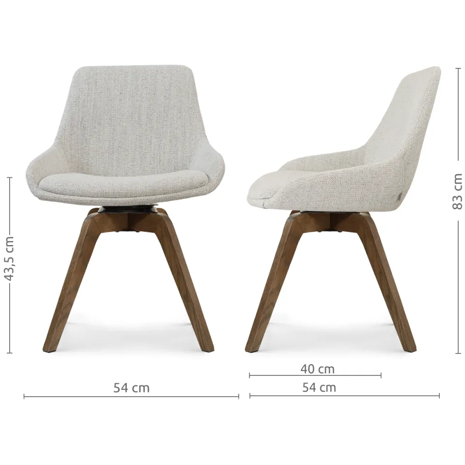 Nolon Noor-Isa draaibare eetkamerstoel beige gemêleerd - walnoot houten onderstel
