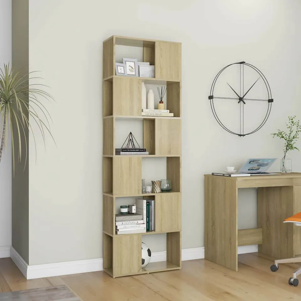 vidaXL Boekenkast/kamerscherm 60x24x186 cm bewerkt hout sonoma eiken, foto 3
