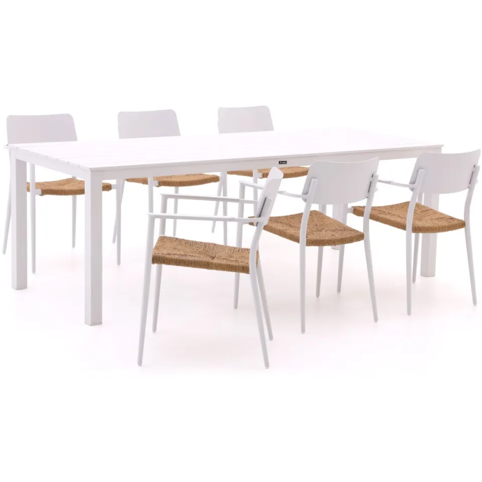 Bellagio tuinmeubelen Bellagio Cino/Menzano 220cm dining tuinset 7-delig stapelbaar wit, foto 5