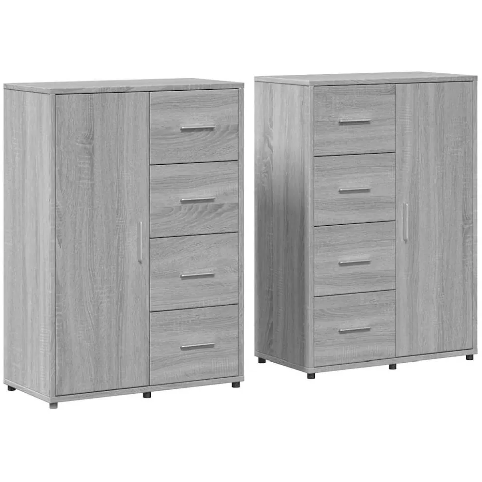 vidaXL Dressoirs 2 st 60x31x84 cm bewerkt hout grijs sonoma eikenkleur
