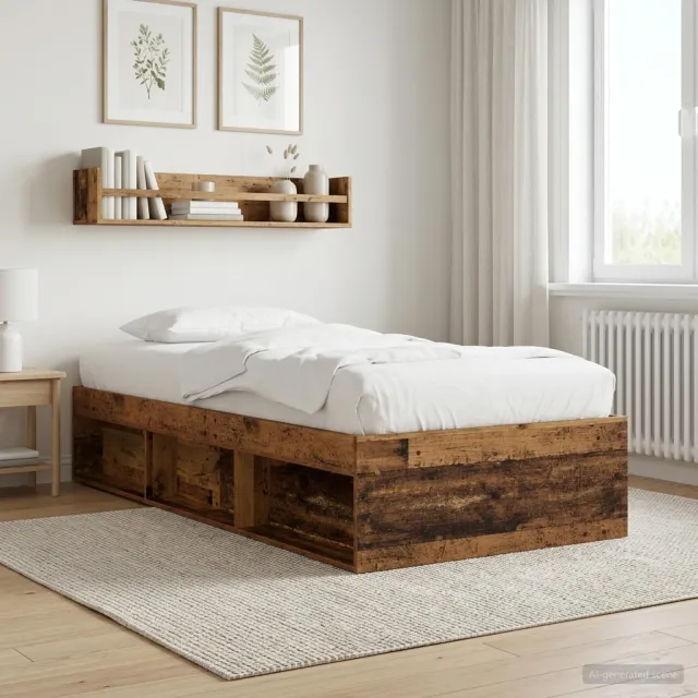 vidaXL Bedframe met opslag met plank Oud hout 80 x 200 cm Bewerkt hout Bruin