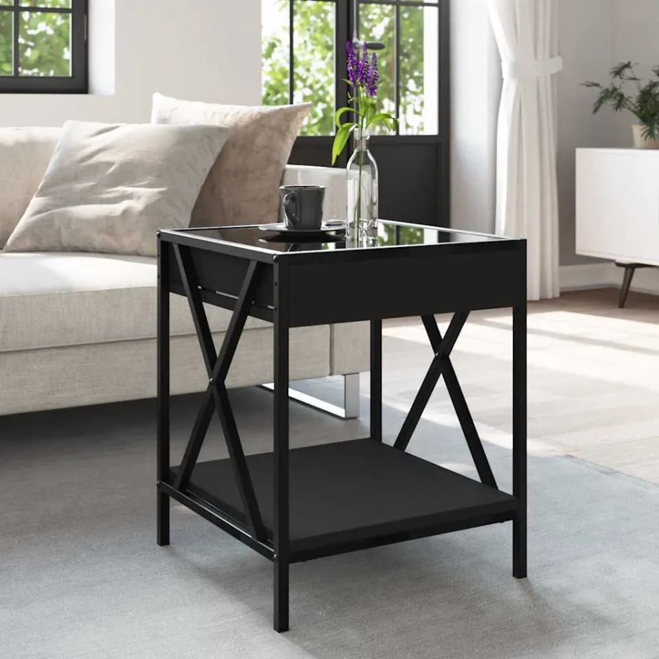 vidaXL Salontafel met Infinity LED 40x40x49 cm zwart, foto 4