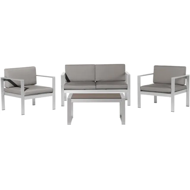 Beliani SALERNO - Loungeset voor 4 - Donkergrijs - Aluminium