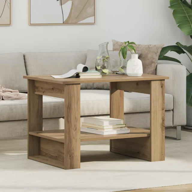 vidaXL Salontafel Artisan Eiken 72 x 50 x 50 cm Bewerkt hout, foto 2