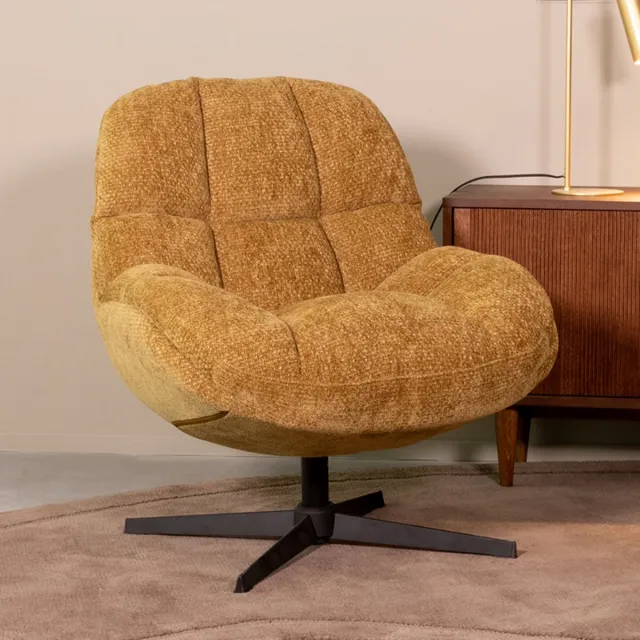 LABEL51 Huxley Fauteuil - Geel - Velvet - One Size
