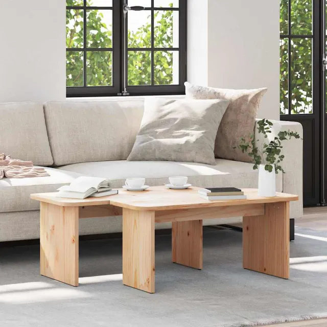 vidaXL Salontafel 2 st Naturel 100 x 69 x 35,5 cm Massief grenenhout, foto 2