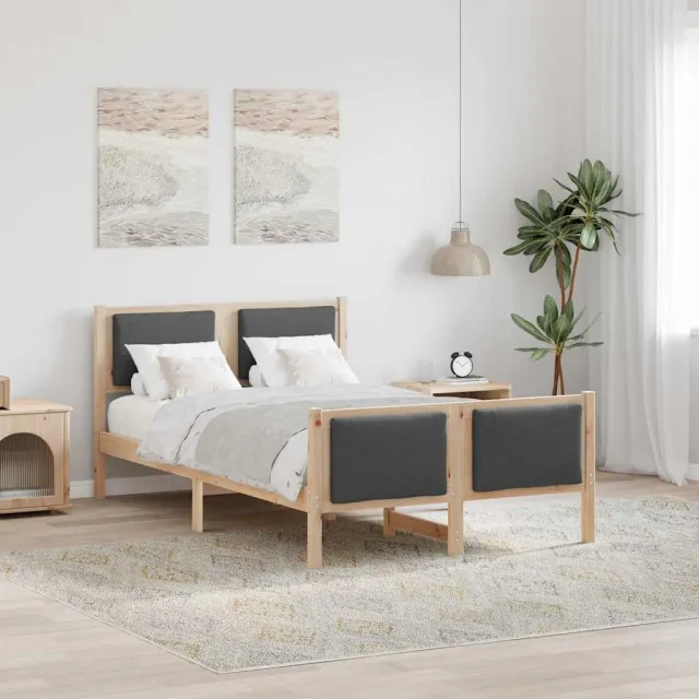 vidaXL Bedframe met hoofdeinde Donkergrijs 120 x 200 cm Stof Bruin