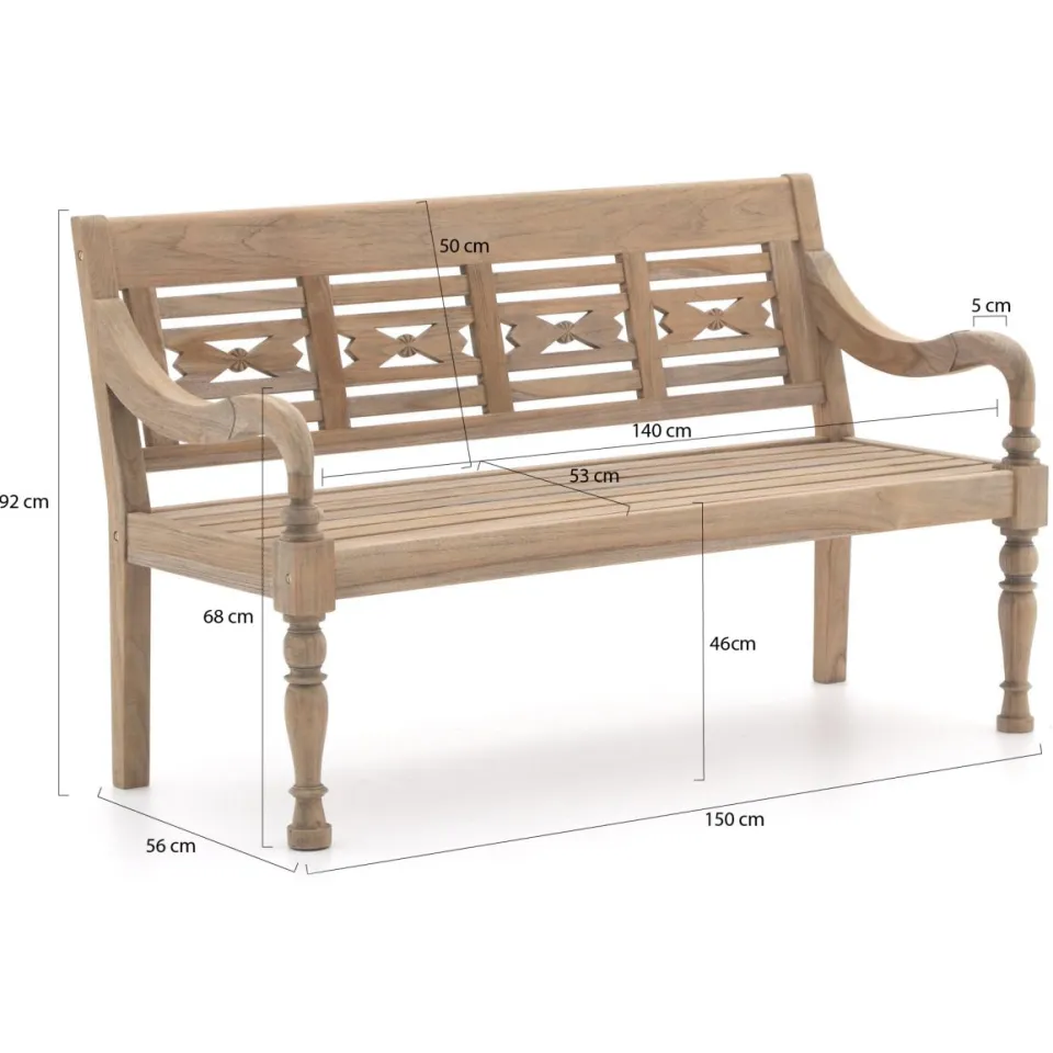 ROUGH Furniture ROUGH-O tuinbank 150cm bruin, foto 2