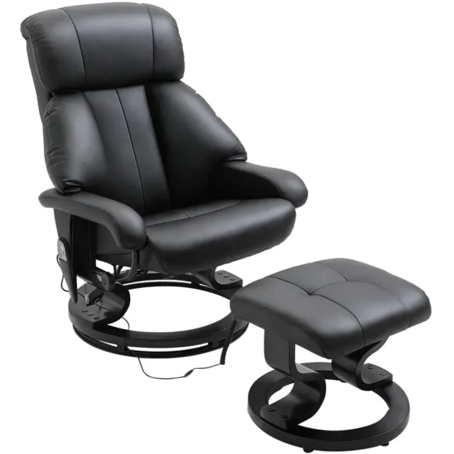 ZYLARO Massagestoel met Voetenbank - Relaxfauteuil - 10 Massagepunten - 360° Draaibaar - Kantelbaar tot 145° - met Afstandsbediening - Verstelbare Rugleuning - tot 120 kg - Relaxstoel - TV Stoel - Loungestoel - Kunstleer - Zwart