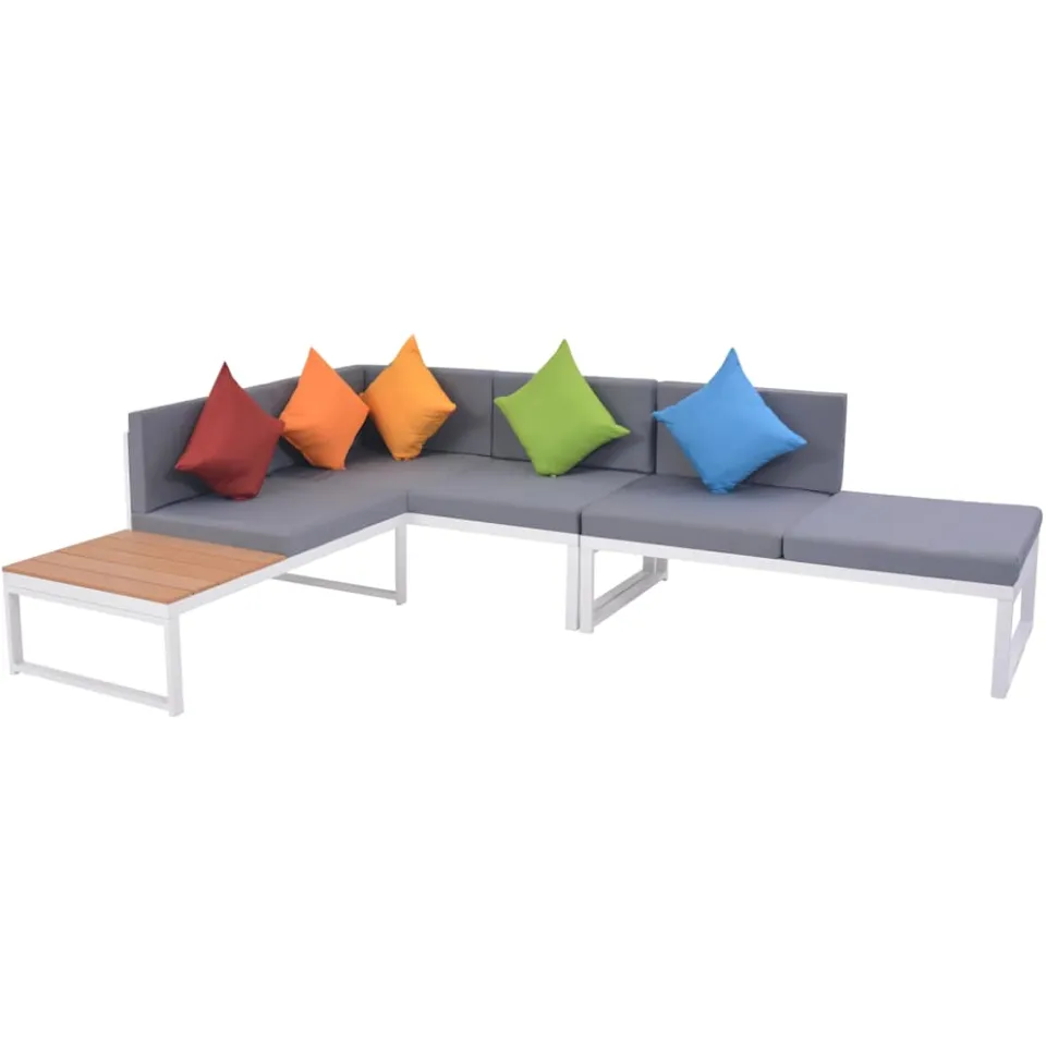 vidaXL 4-delige Loungeset met kussens aluminium en HKC meerkleurig, foto 3