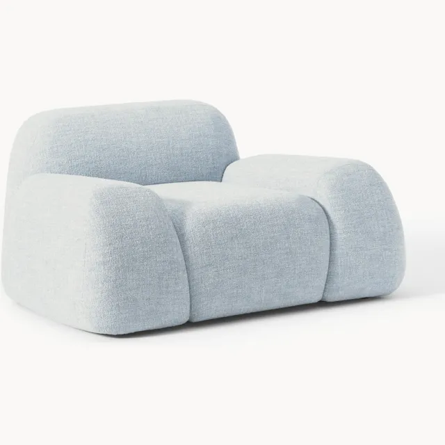 Westwing Collection Bouclé loungefauteuil Wolke Lichtblauw