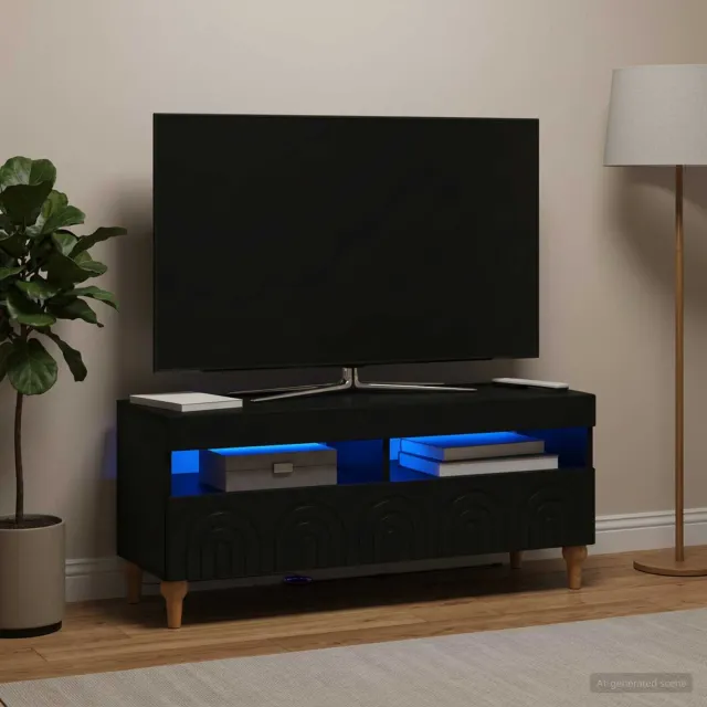 vidaXL LED tv-meubel ALKMAAR 100 x 35 x 43 cm Zwart Bewerkt hout, foto 2
