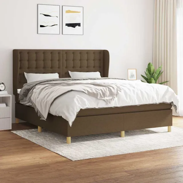 vidaXL Boxspring met matras stof donkerbruin 160x200 cm bruin