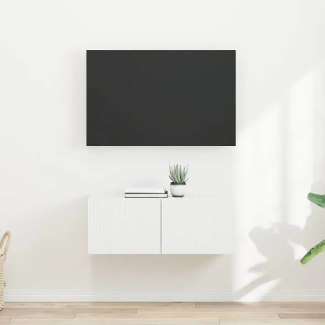 vidaXL TV Wandkast 2 st Wit Bewerkt hout