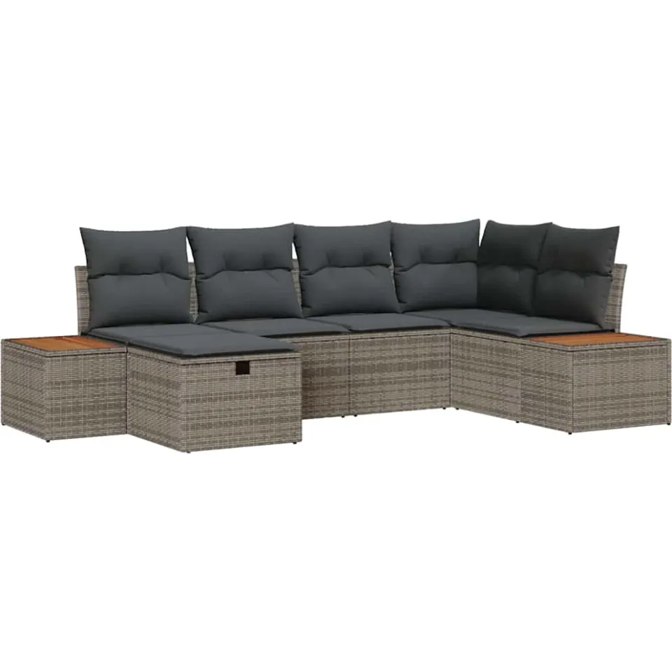 vidaXL Tuin Sofa Set Grijs poly rattan