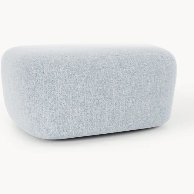 Westwing Collection Grote bouclé poef Wolke Lichtblauw