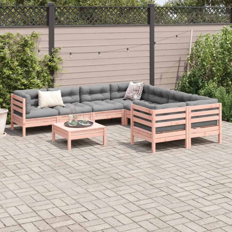 vidaXL 9-delige Loungeset met kussens massief douglas vurenhout bruin, foto 2
