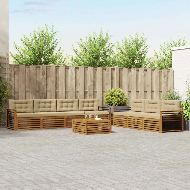 vidaXL Buiten bankenset 8 st 7-zits Natuurlijk en Beige