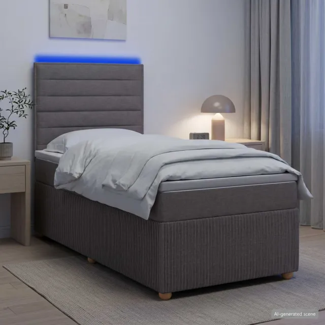 vidaXL LED Boxspring Bed met Matras Taupe 80 x 200 cm Stof