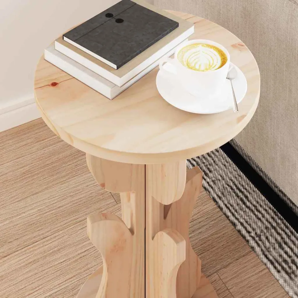 vidaXL Salontafel Naturel 39,5 x 39,5 x 53,5 cm Massief grenenhout, foto 3