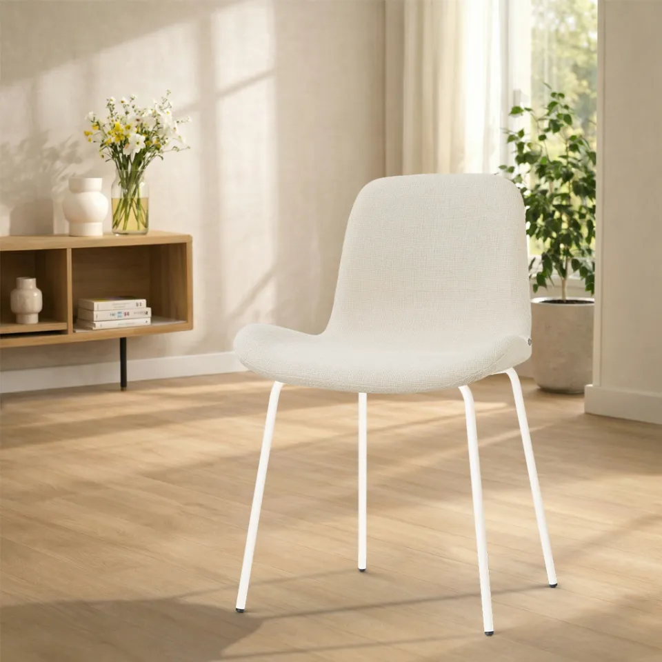 Nolon Nora-Fé eetkamerstoel cottonbeige - wit onderstel, foto 2